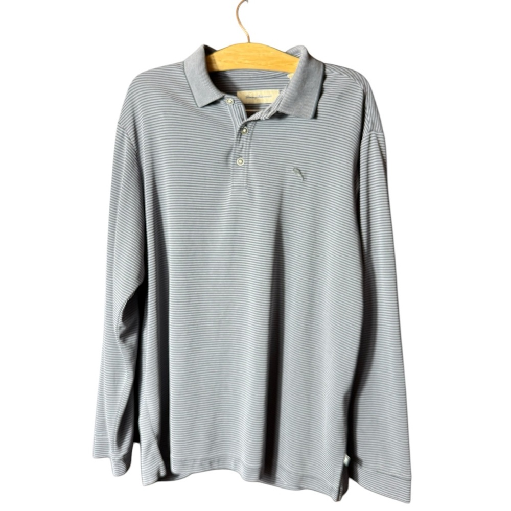 Tommy Bahama Ribbed Knit Tipped Modal Golf / Polo Shirt Gray Size L Men’s